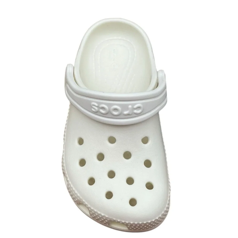 Crocs‎ Toddler Girls Boys Slip-on Clogs Size 8 White Glow Green in the Dark